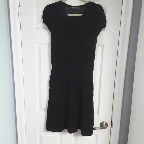 Ralph Lauren Black Crochet Lace Dress Size M - Picture 1 of 7